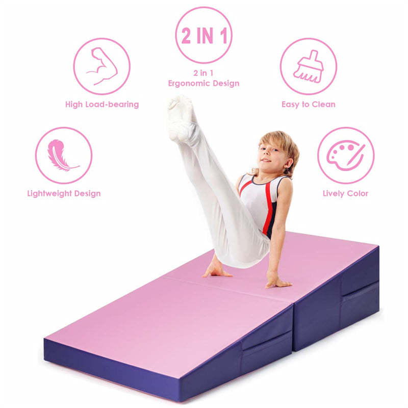 Gymnastics Wedge Mat, Folding & Non-Folding Cheese Wedge Mat for Tumbling, Yoga, Martial, Home Exercise, Incline Mat for Kids Adults