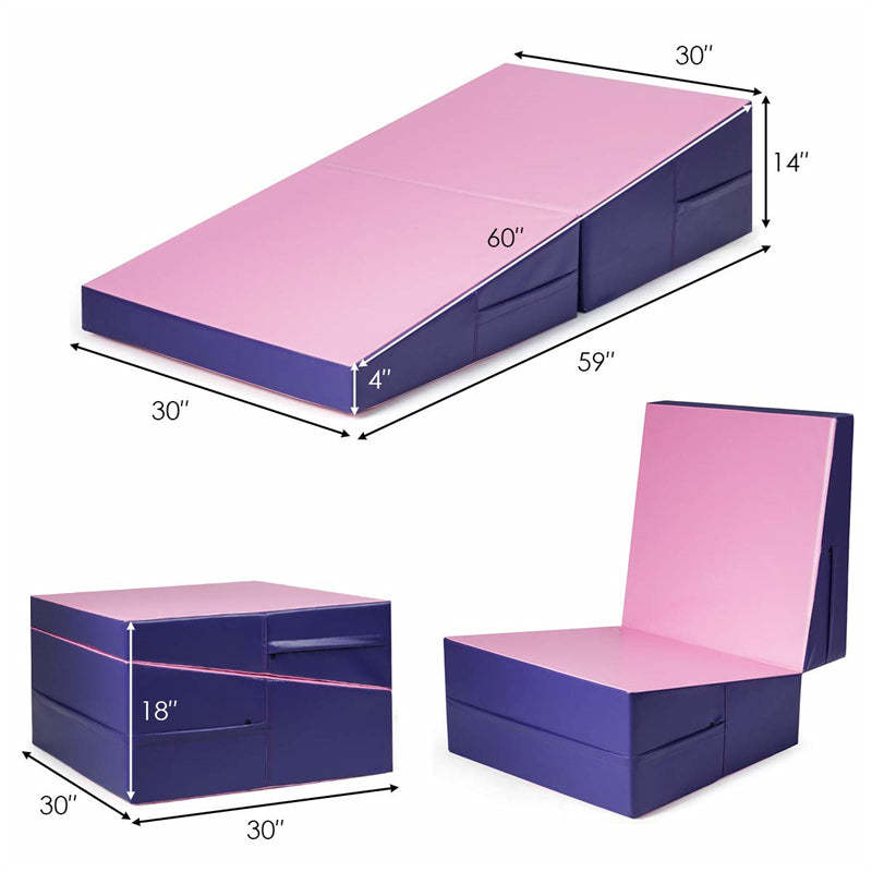 Gymnastics Wedge Mat, Folding & Non-Folding Cheese Wedge Mat for Tumbling, Yoga, Martial, Home Exercise, Incline Mat for Kids Adults