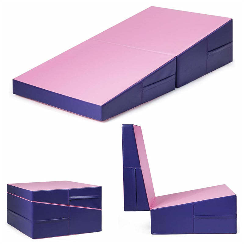 Gymnastics Wedge Mat, Folding & Non-Folding Cheese Wedge Mat for Tumbling, Yoga, Martial, Home Exercise, Incline Mat for Kids Adults
