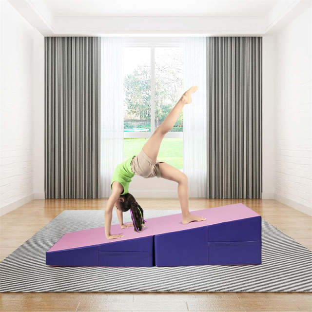 Gymnastics Wedge Mat, Folding & Non-Folding Cheese Wedge Mat for Tumbling, Yoga, Martial, Home Exercise, Incline Mat for Kids Adults