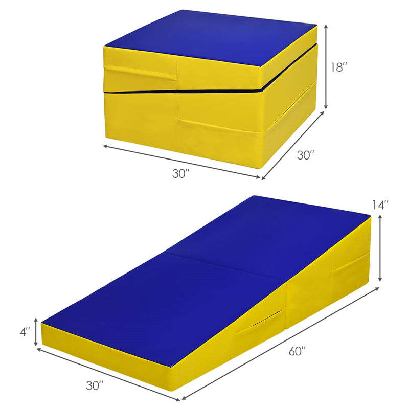 Gymnastics Wedge Mat, Folding & Non-Folding Cheese Wedge Mat for Tumbling, Yoga, Martial, Home Exercise, Incline Mat for Kids Adults