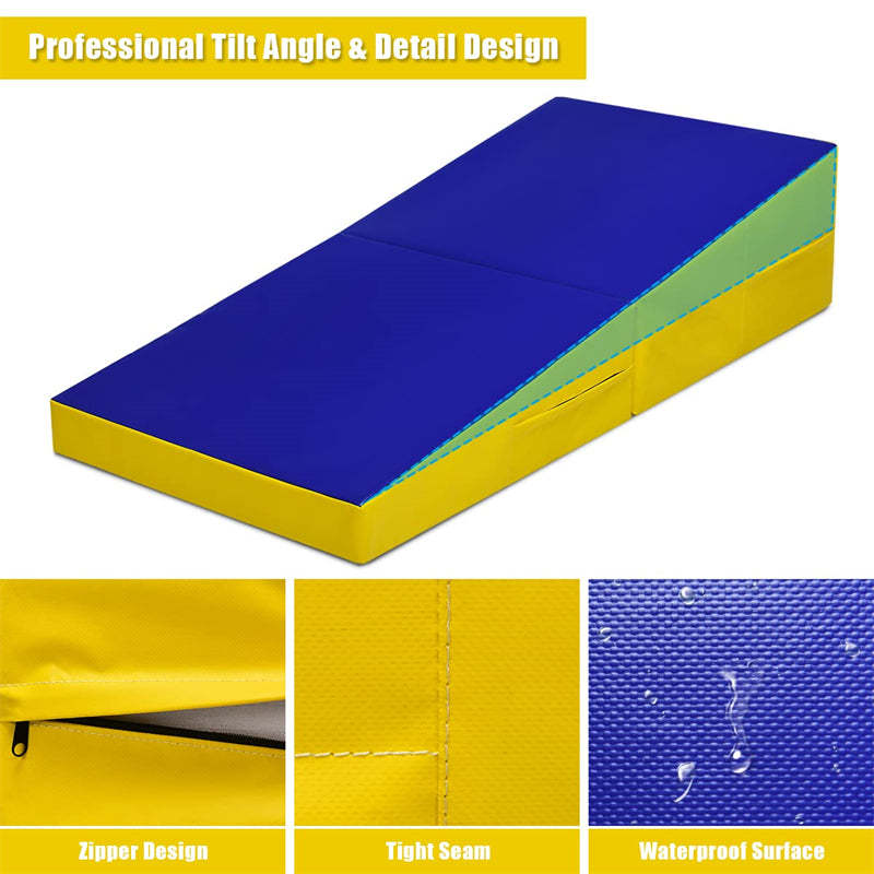 Gymnastics Wedge Mat, Folding & Non-Folding Cheese Wedge Mat for Tumbling, Yoga, Martial, Home Exercise, Incline Mat for Kids Adults