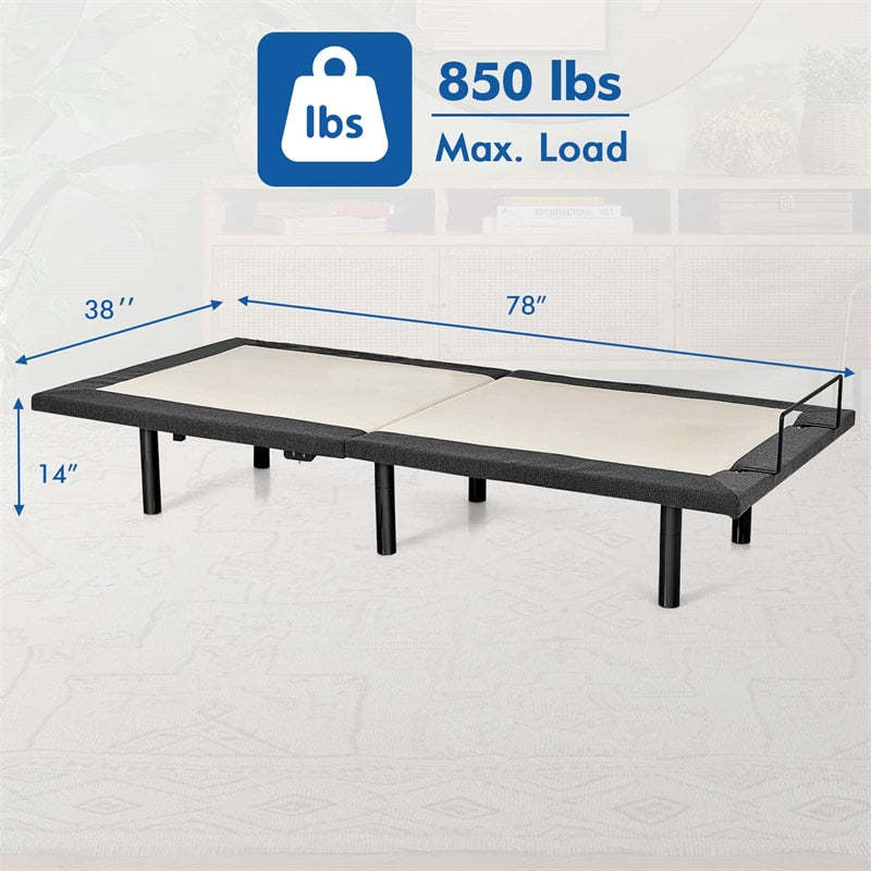 Twin XL Adjustable Bed Base Zero Gravity Electric Bed Frame with Massage Mode & Remote
