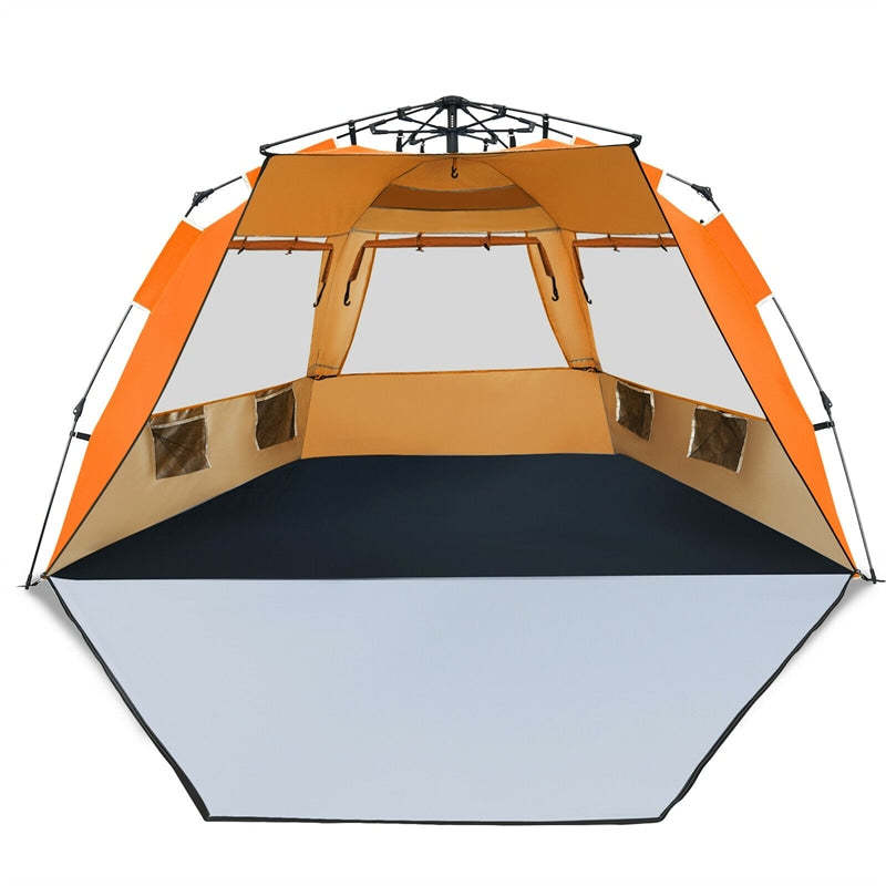 3-4 Person Easy Pop Up Beach Tent, UPF 50+ Portable Instant Beach Sun Shade with 3 Mesh Windows, Carrying Bag, 8.5mm Thickened Rod