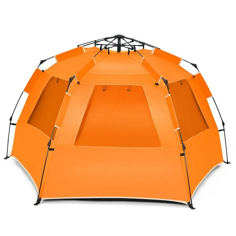 3-4 Person Easy Pop Up Beach Tent, UPF 50+ Portable Instant Beach Sun Shade with 3 Mesh Windows, Carrying Bag, 8.5mm Thickened Rod