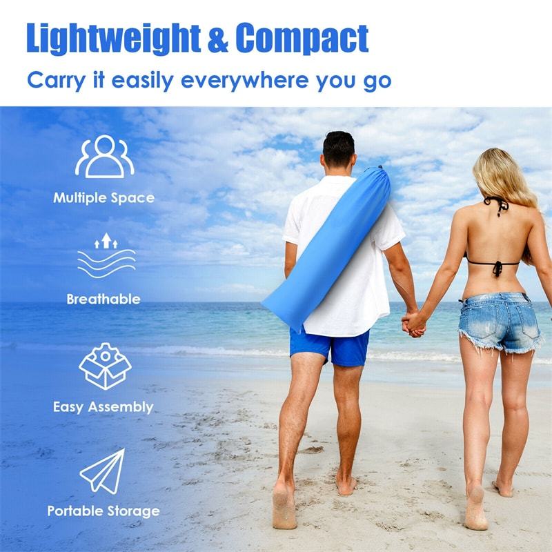 3-4 Person Easy Pop Up Beach Tent, UPF 50+ Portable Instant Beach Sun Shade with 3 Mesh Windows, Carrying Bag, 8.5mm Thickened Rod