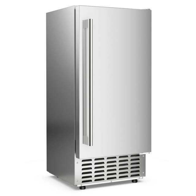 Under Counter Nugget Ice Maker, 80lbs/Day Freestanding Built-in Stainless Steel Ice Machine, Self-Cleaning, LCD Control, 24H Timer for Home Commercial