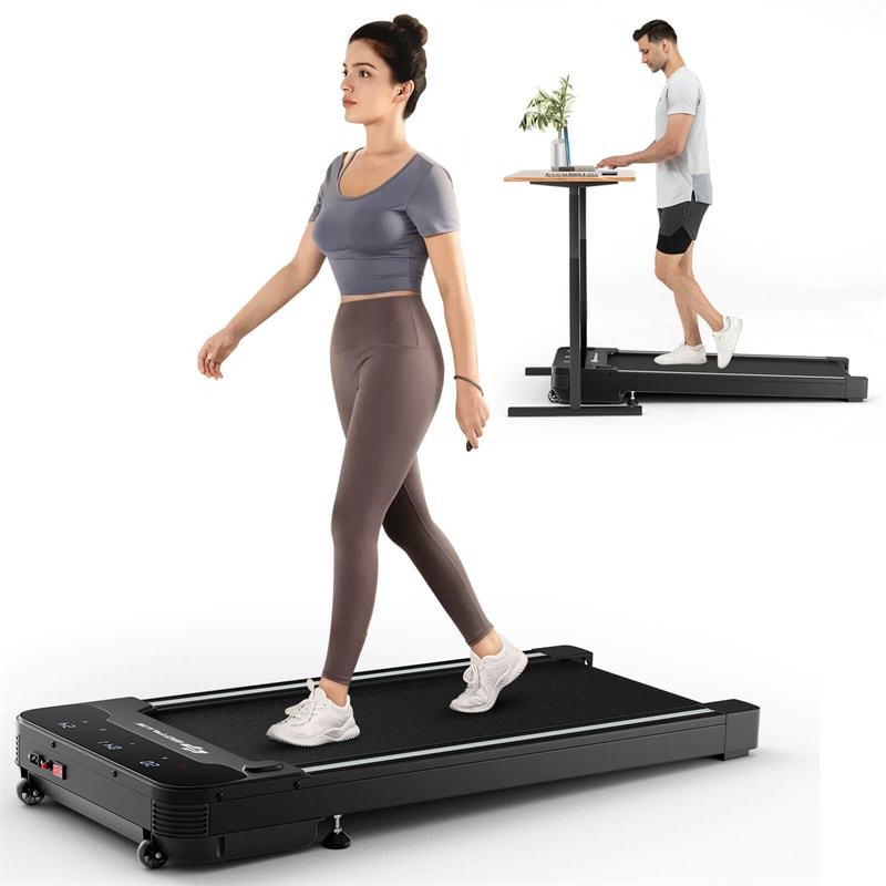 Under Desk Treadmill Slim Smart Foldable Walking Pad Treadmill with Touchable LED Display & Remote Control for Home Office