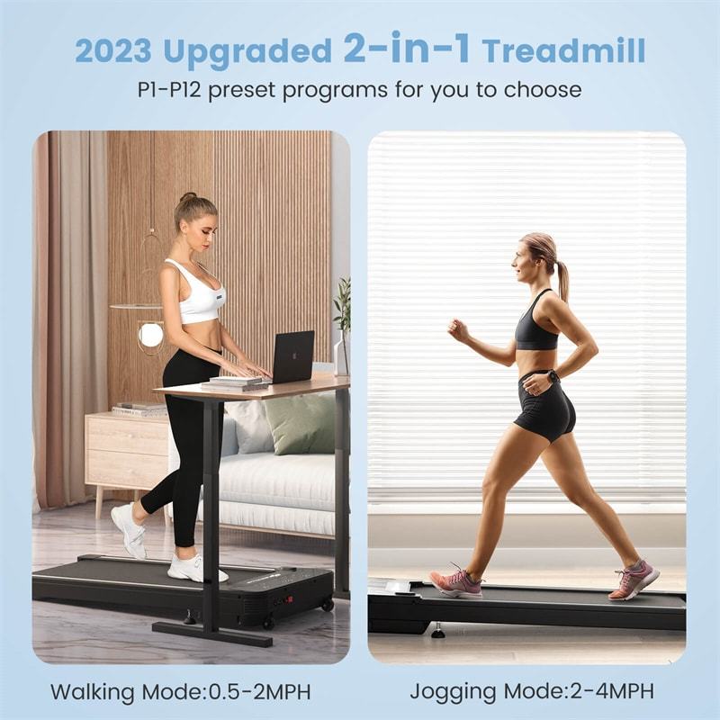 Under Desk Treadmill Slim Smart Foldable Walking Pad Treadmill with Touchable LED Display & Remote Control for Home Office