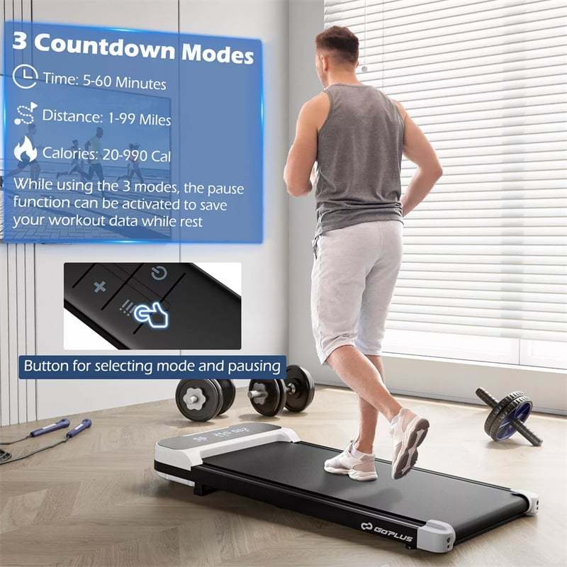 3-in-1 Walking Pad Under Desk Treadmill 2.5HP with Remote, LED Display & 3 Countdown Modes, Portable Compact Jogging Machine for Home/Office