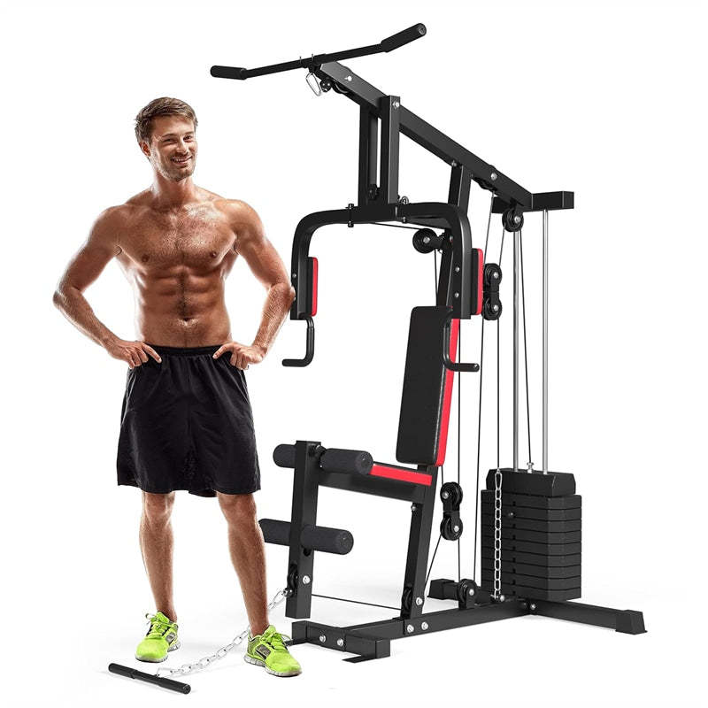Multifunction Home Gym System, Weight Training Exercise Machine with 100lbs Weight Stack, All-in-One Strength Training Equipment for Full Body Workout