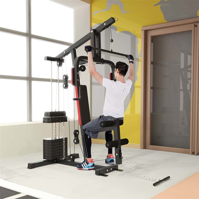 Multifunction Home Gym System, Weight Training Exercise Machine with 100lbs Weight Stack, All-in-One Strength Training Equipment for Full Body Workout