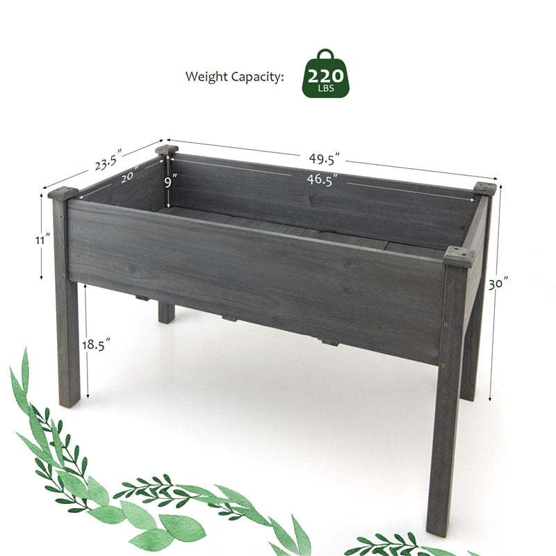 48" Raised Garden Bed, Wood Elevated Planter Box with Greenhouse Cover for Vegetables Flowers & Herbs, Outdoor Planting Bed for Backyard Patio