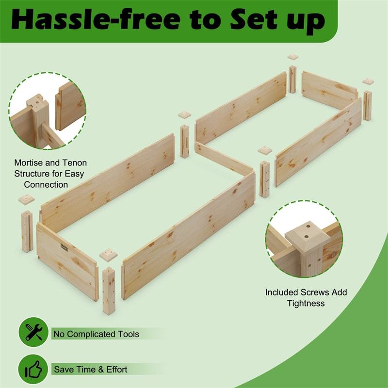 Wooden Raised Garden Bed, Outdoor Planter Box for Flowers, Vegetables, Herbs & Fruits, Elevated Garden Bed Kit for Patio, Backyard, Lawn