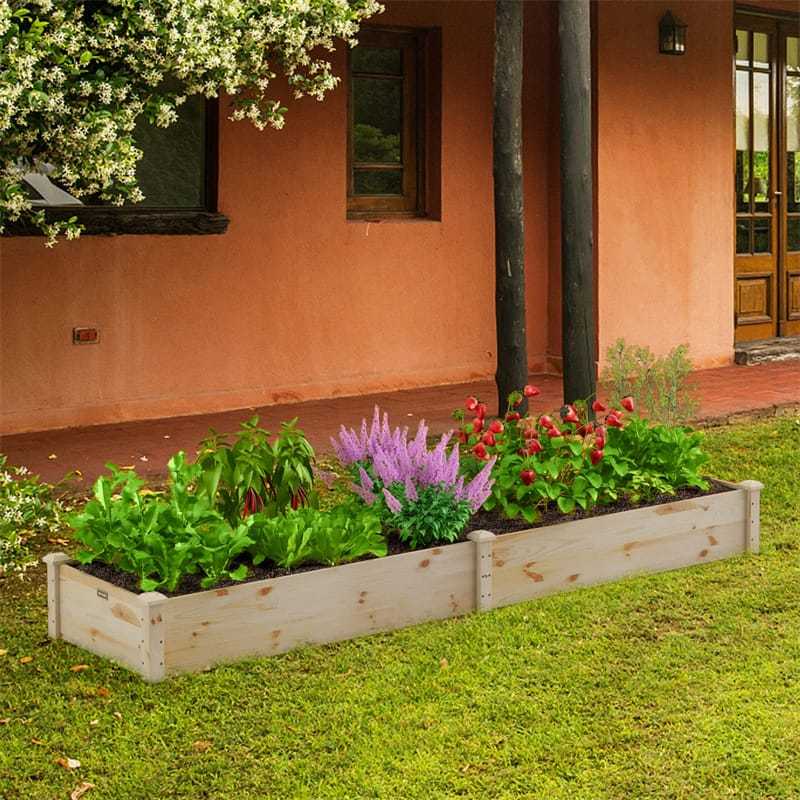 Wooden Raised Garden Bed, Outdoor Planter Box for Flowers, Vegetables, Herbs & Fruits, Elevated Garden Bed Kit for Patio, Backyard, Lawn
