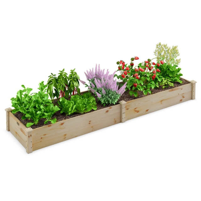 Wooden Raised Garden Bed, Outdoor Planter Box for Flowers, Vegetables, Herbs & Fruits, Elevated Garden Bed Kit for Patio, Backyard, Lawn