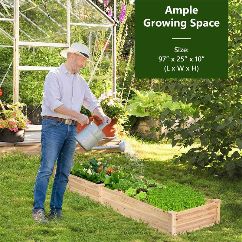 Wooden Raised Garden Bed, Outdoor Planter Box for Flowers, Vegetables, Herbs & Fruits, Elevated Garden Bed Kit for Patio, Backyard, Lawn