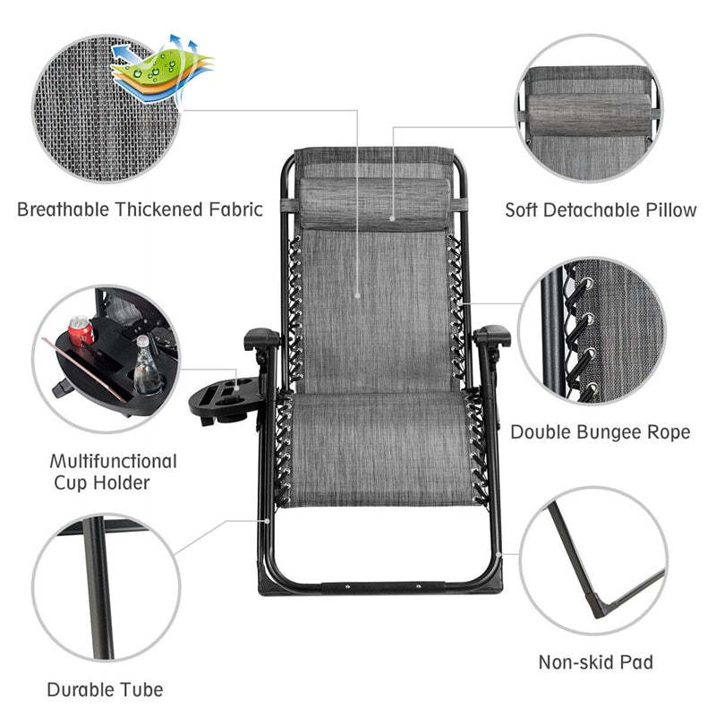 Bestoutdor Zero Gravity Chair Folding Reclining Patio Chair Lawn Chair with Cup Holder & Detachable Headrest