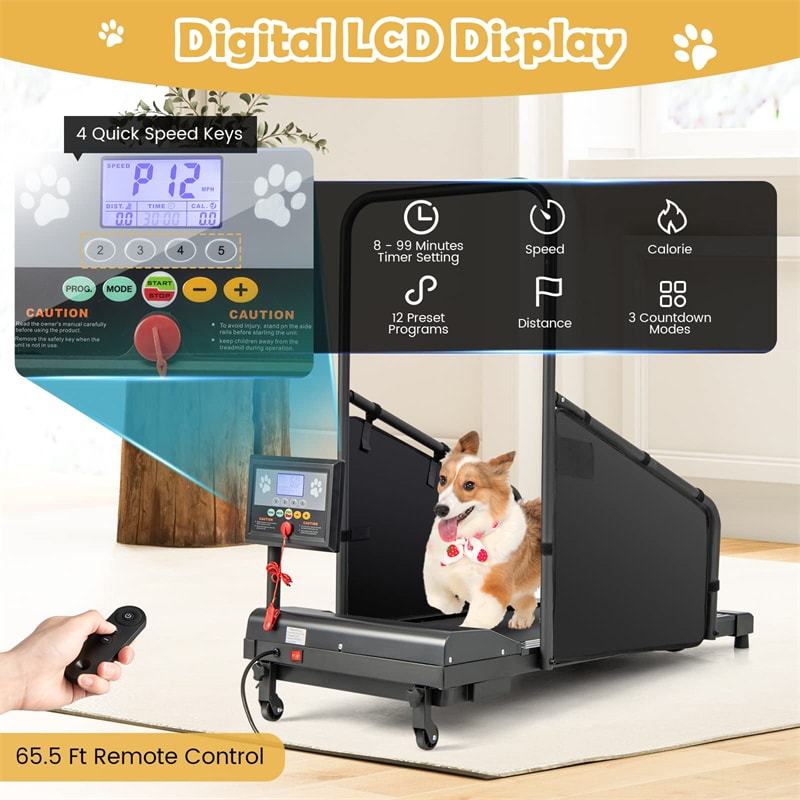 Dog Treadmill for Small/Medium Dogs, 200LBS Capacity Pet Dog Running Machine with Remote Control & LCD Display, Indoor Exercise Equipment for Dogs