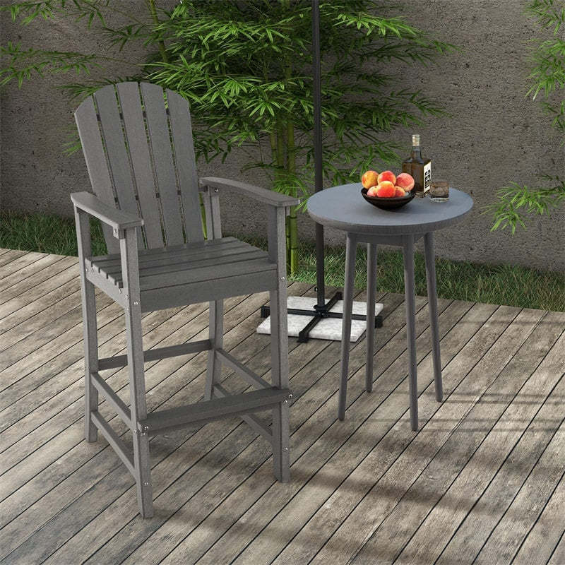 Outdoor HDPE Bar Stool, All-Weather 30" Tall Adirondack Chair with Armrests & Footrest, Bar Height Patio Chairs for Garden Deck Balcony