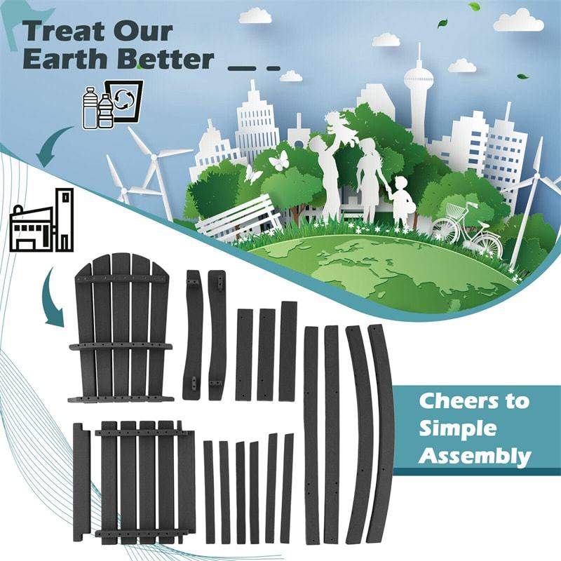 Outdoor HDPE Bar Stool, All-Weather 30" Tall Adirondack Chair with Armrests & Footrest, Bar Height Patio Chairs for Garden Deck Balcony