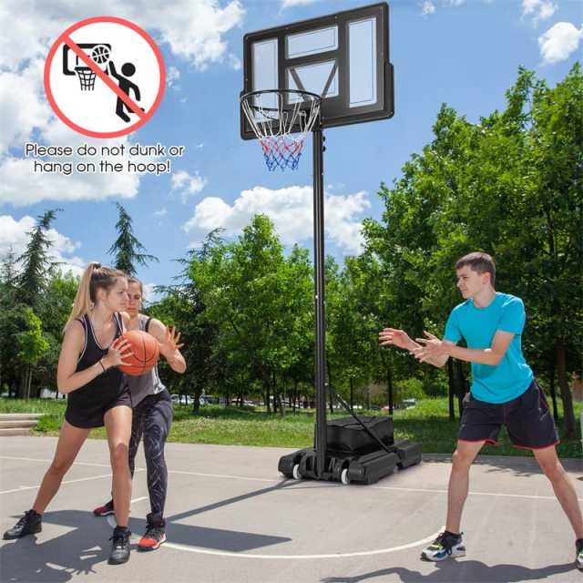 4.4-10FT Adjustable Basketball Hoop, Portable Basketball Goal System with 44" Shatterproof Backboard, Fillable Base, Weight Bag for Indoor Outdoor Use