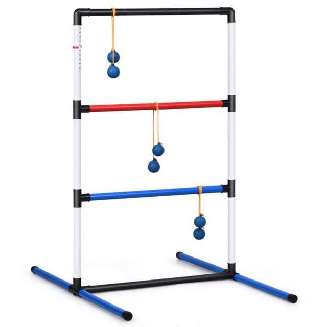 Ladder Toss Game Set with 6 Bolas, Built-in Score Tracker & Carrying Bag, Portable Indoor/Outdoor Lawn Game for Family, Kids & Adults Fun