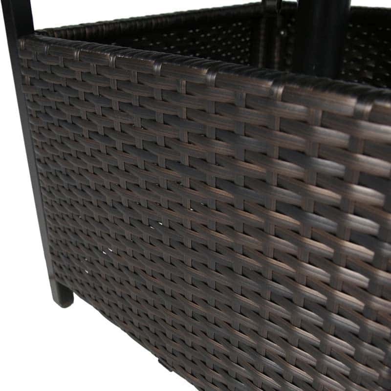 Wicker Umbrella Table All-weather Rattan Outdoor Side Table with Umbrella Hole