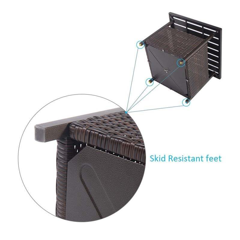 Wicker Umbrella Table All-weather Rattan Outdoor Side Table with Umbrella Hole