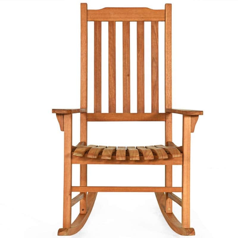 Bestoutdor Porch Rocking Chair, Solid Eucalyptus Outdoor Single Rocker with Natural Finish for Patio Deck Garden