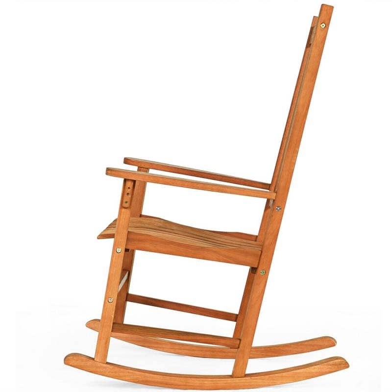 Bestoutdor Porch Rocking Chair, Solid Eucalyptus Outdoor Single Rocker with Natural Finish for Patio Deck Garden