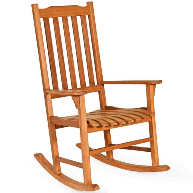 Bestoutdor Porch Rocking Chair, Solid Eucalyptus Outdoor Single Rocker with Natural Finish for Patio Deck Garden