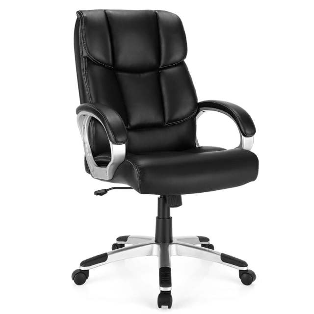 Big & Tall Executive Office Chair, 350lbs Capacity, High-Back Leather Desk Chair Adjustable Swivel Chair with Soft Armrests & Lumbar Support
