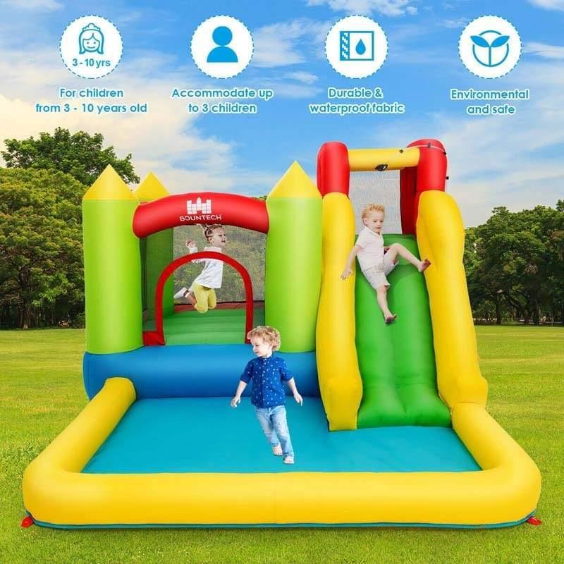 Inflatable Water Slide, Wet & Dry Bounce House Water Park with Large Jumping Area, Splash Pool & Climbing Wall for Boys & Girls Backyard Family Fun