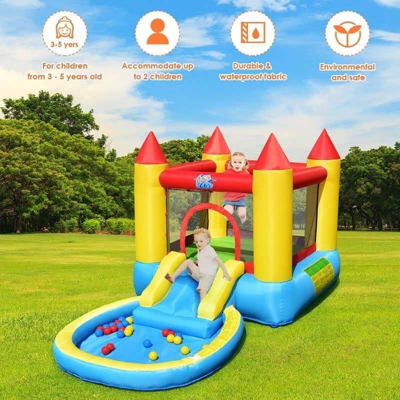 Kids Inflatable Water Slide Castle Bounce House with 580W Air Blower