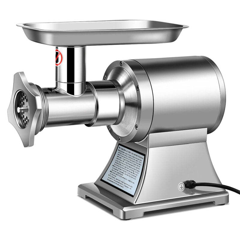 Commercial Meat Grinder 1.5 HP, 1100W, 550LB/H Stainless Steel Electric Sausage Stuffer, 225RPM Industrial Meat Mincer with 2 Blades, Grinding Plates