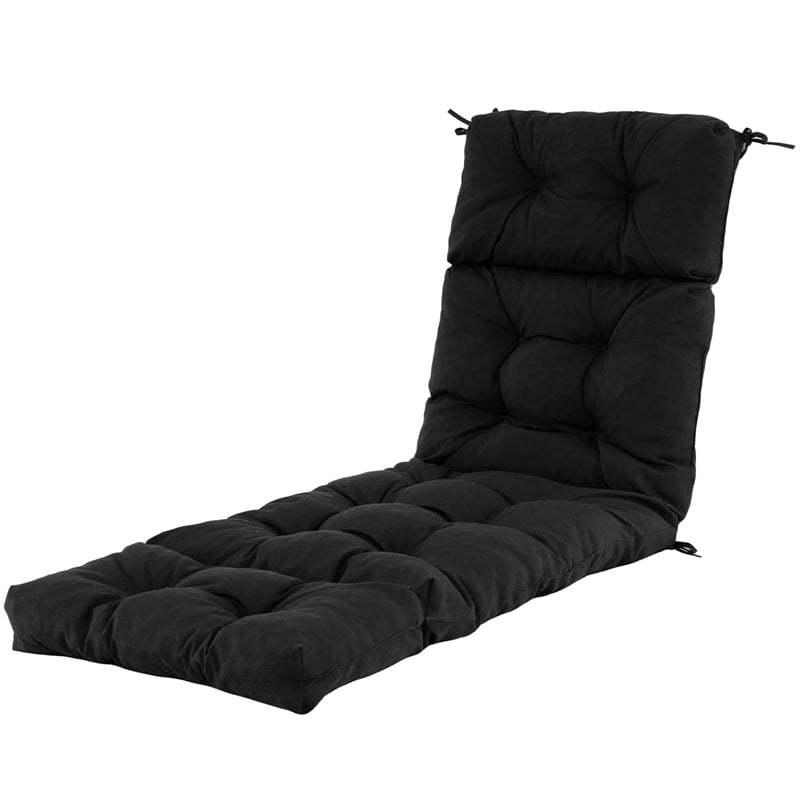 73" Thick Waterproof Outdoor Chaise Lounge Cushion with String Ties, All-Weather Patio Recliner Chair Pad for Poolside, Garden & Indoor Use