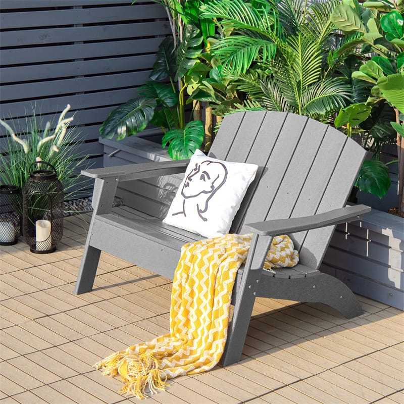 All-Weather HDPE Adirondack Loveseat Chair, Outdoor Adirondack Bench with Wide Armrests & 660 LBS Capacity for Patio, Garden, Backyard Fire Pit