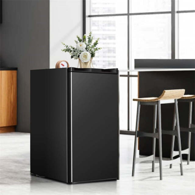 3.2 Cu.Ft Compact Refrigerator, Mini Fridge with Freezer, Reversible Door & Removable Glass Shelves, Undercounter Fridge for Dorm Apartment Office