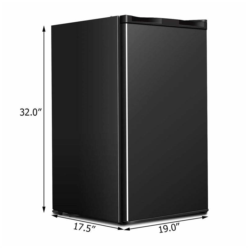 3.2 Cu.Ft Compact Refrigerator, Mini Fridge with Freezer, Reversible Door & Removable Glass Shelves, Undercounter Fridge for Dorm Apartment Office