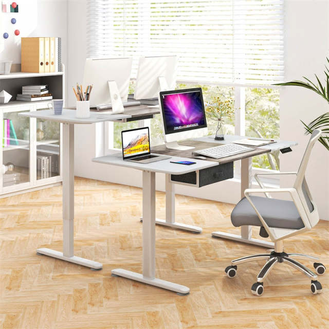 Electric Standing Desk 55" x 28" Height Adjustable Desk Sit-Stand Computer Workstation with Storage Drawer & USB Charging Port