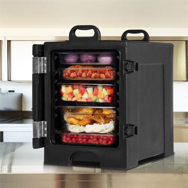 81 Quart End-Loading Insulated Food Pan Carrier Food-Grade LLDPE Material Portable Food Warmer for 5 Full-Size Pans