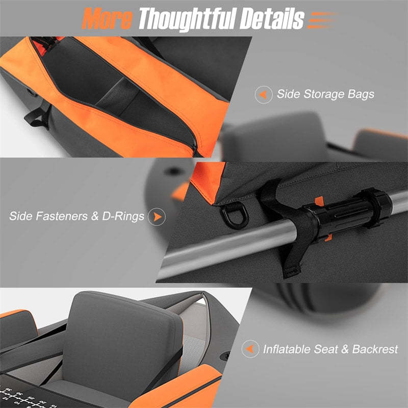 Fishing Float Tube, Inflatable Fishing Boat with Pump, Paddle, Fish Ruler, Flippers, Storage Pockets, Portable Backpack Belly Boat, Holds 350LBS