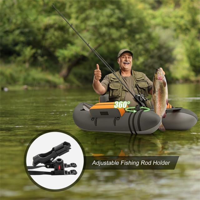 Fishing Float Tube, Inflatable Fishing Boat with Pump, Paddle, Fish Ruler, Flippers, Storage Pockets, Portable Backpack Belly Boat, Holds 350LBS