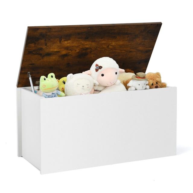 Flip-top Storage Chest with Pneumatic Rod & Safety Hinges 35.5” Storage Bench Deck Box for Toys Tools