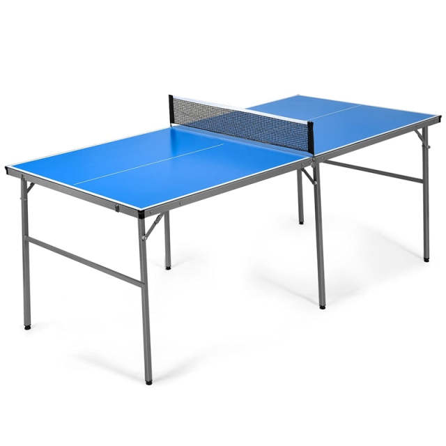 Foldable Ping Pong Table, 6’ x 3’ Portable Table Tennis Table with Net, 2 Table Tennis Paddles & Balls for Indoor Outdoor Game, 100% Preassembled