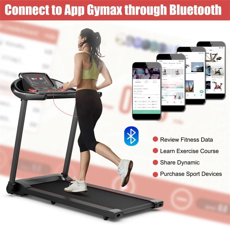 Foldable Treadmill, 2.25HP Portable Superfit Walking Treadmill with LED Display, 12 Preset Programs, APP Control & Pulse Sensor  for Home Gym