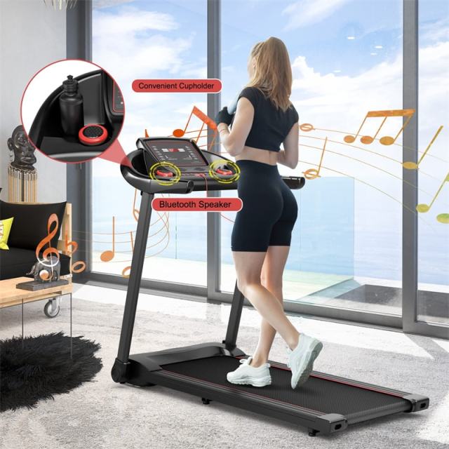 Foldable Treadmill, 2.25HP Portable Superfit Walking Treadmill with LED Display, 12 Preset Programs, APP Control & Pulse Sensor  for Home Gym