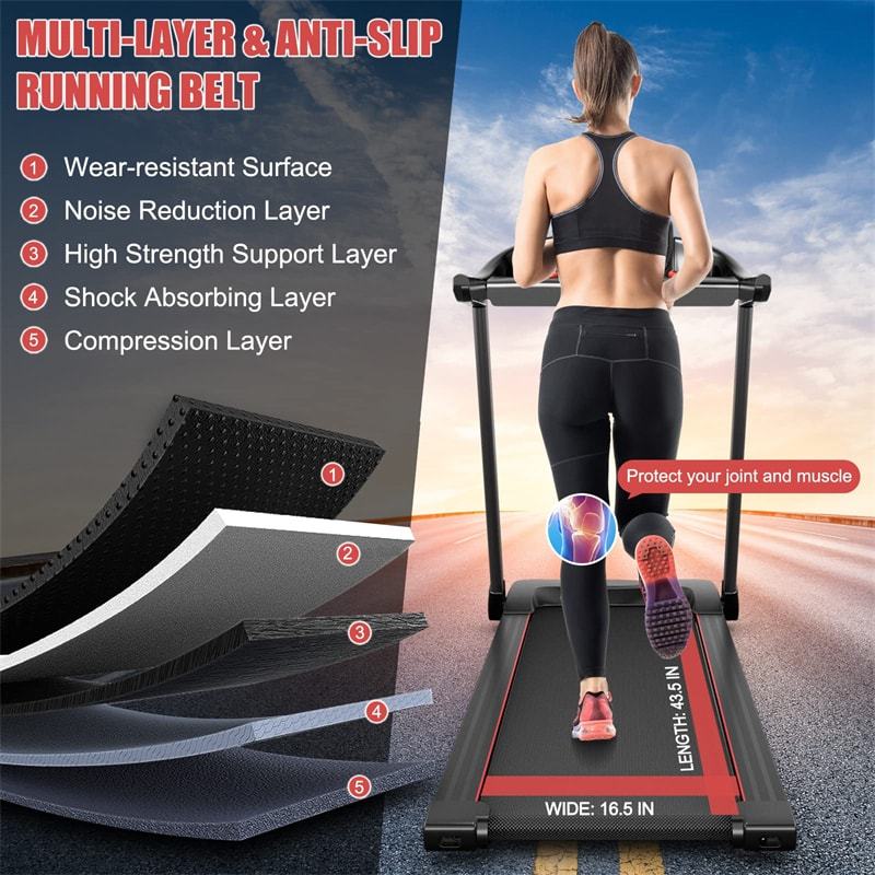 Foldable Treadmill, 2.25HP Portable Superfit Walking Treadmill with LED Display, 12 Preset Programs, APP Control & Pulse Sensor  for Home Gym