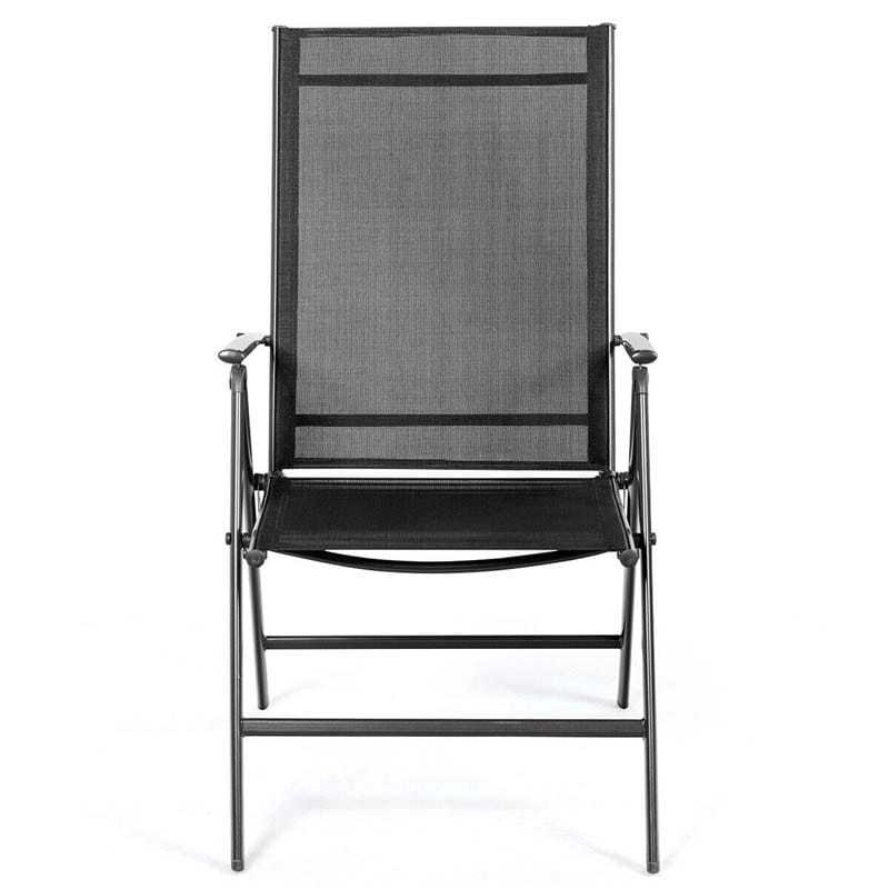 Set of 2 Patio Folding Dining Chairs, Portable High Back Camping Chairs with Armrests & Breathable Fabric, Outdoor Chairs for Garden Poolside Balcony